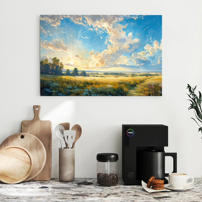 Metall Magnettafel - Wolkenhimmel über Feld