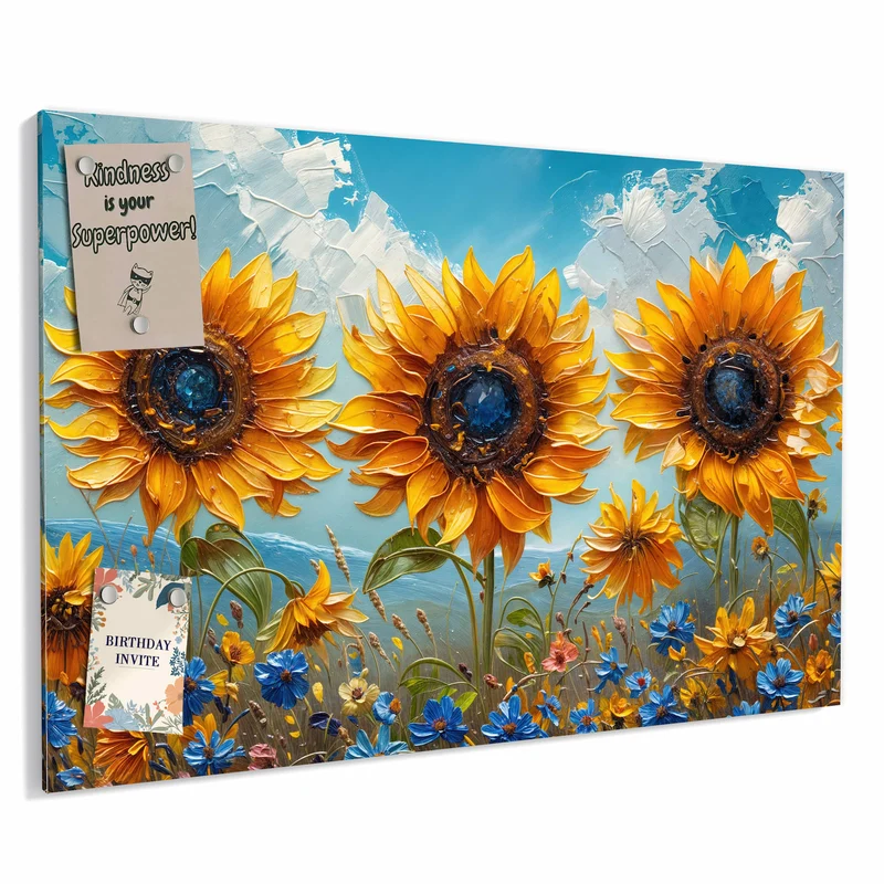 Metall Magnettafel - Sonnenblumenwiese