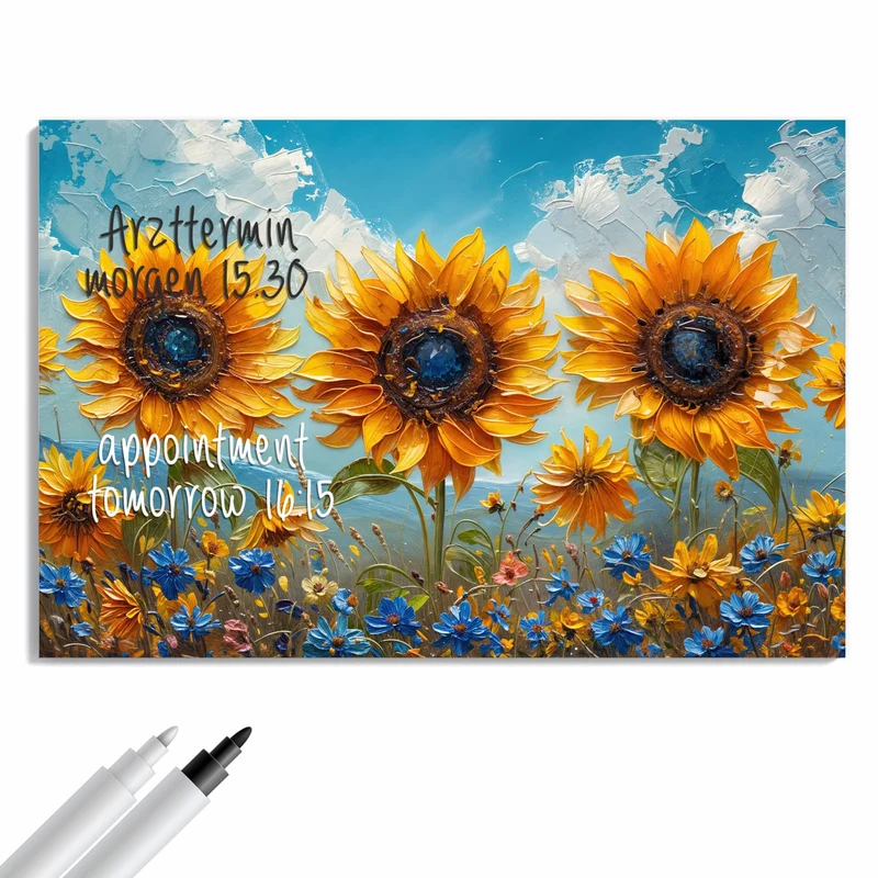Metall Magnettafel - Sonnenblumenwiese