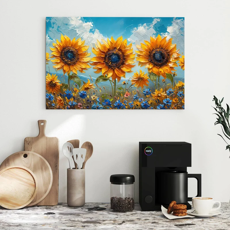 Metall Magnettafel - Sonnenblumenwiese