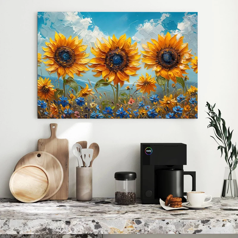 Metall Magnettafel - Sonnenblumenwiese