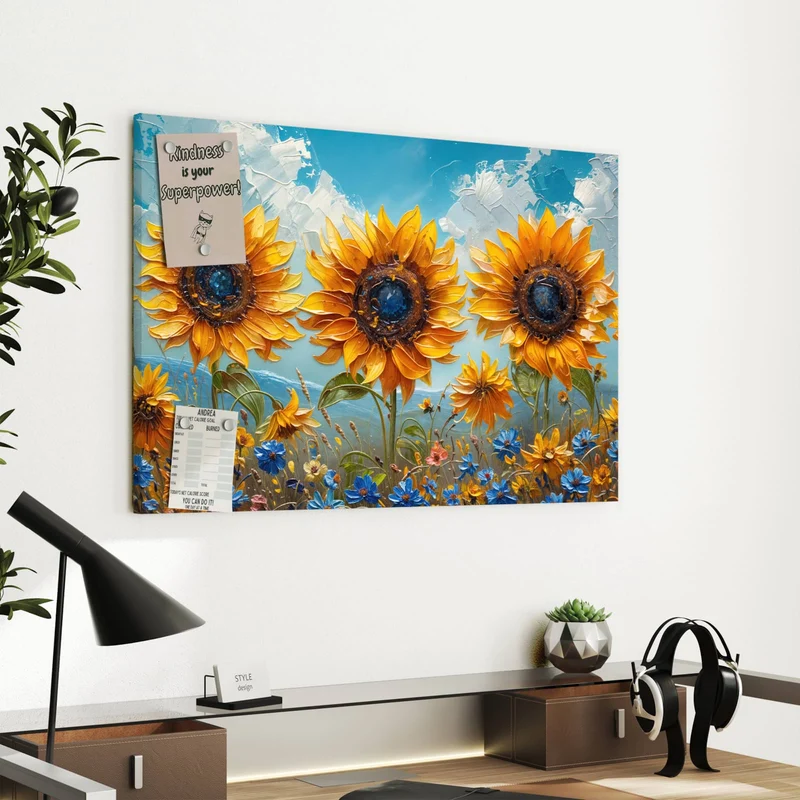 Metall Magnettafel - Sonnenblumenwiese