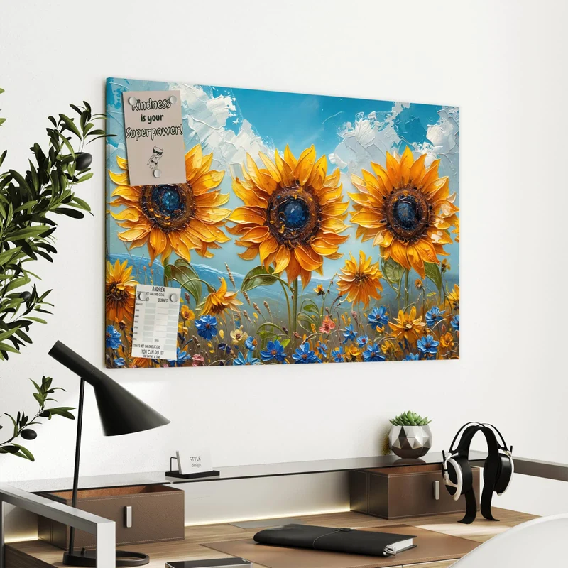 Metall Magnettafel - Sonnenblumenwiese