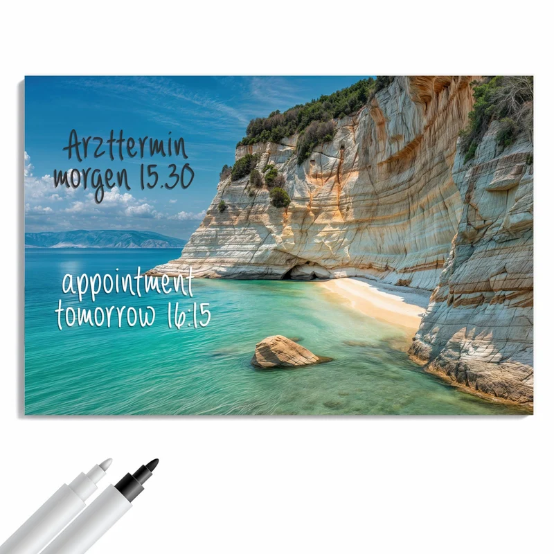Metall Magnettafel - Bucht mit Kalkklippen
