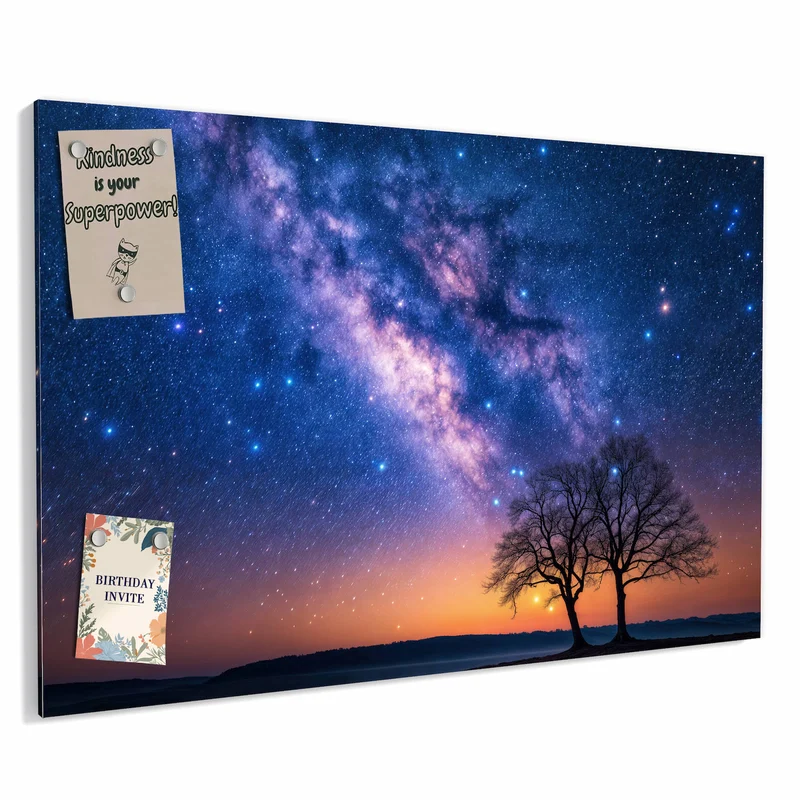 Metall Magnettafel - Baum und Milchstraße