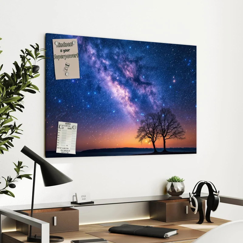 Metall Magnettafel - Baum und Milchstraße
