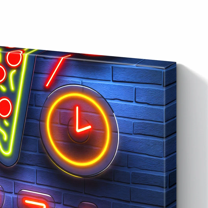 Metall Magnettafel - Pizza in Neonlicht