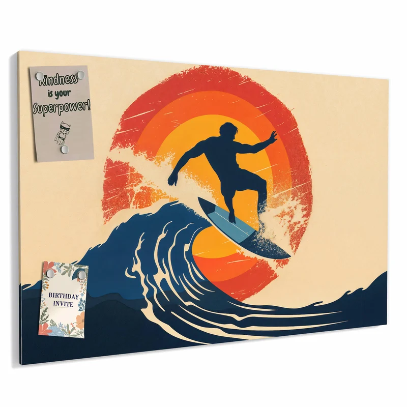 Metall Magnettafel - Surfer vor Retrosonne