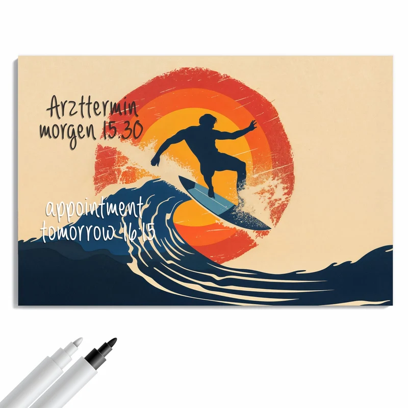 Metall Magnettafel - Surfer vor Retrosonne