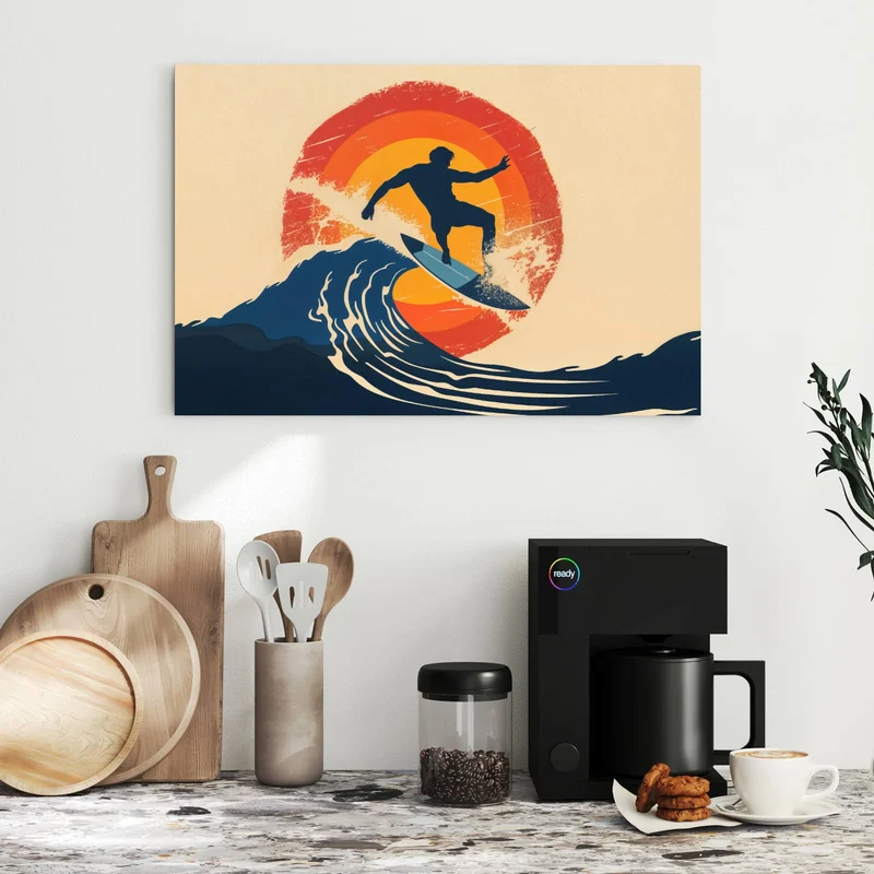 Metall Magnettafel - Surfer vor Retrosonne