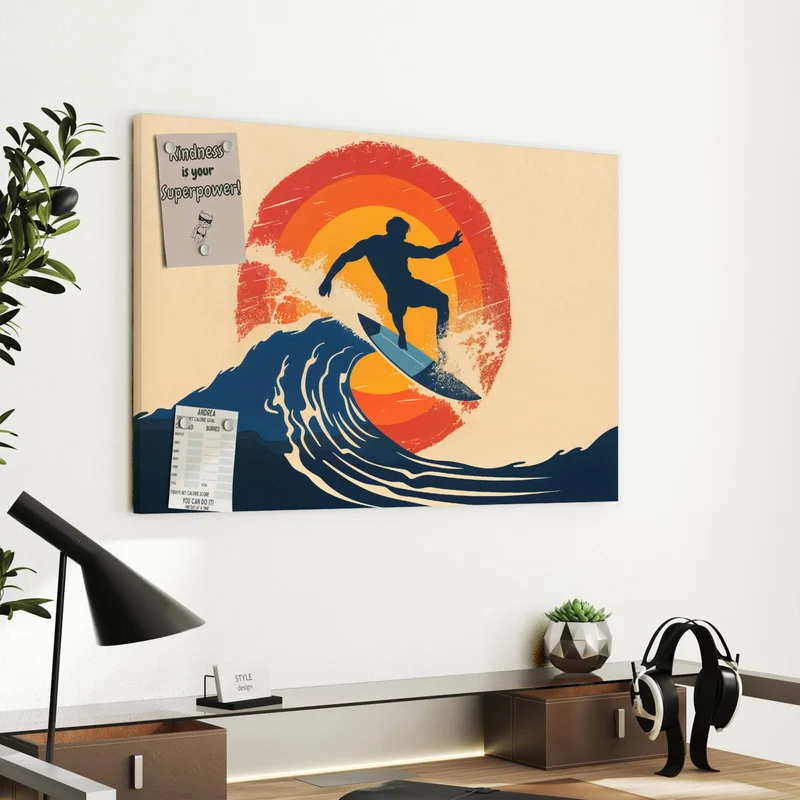 Metall Magnettafel - Surfer vor Retrosonne