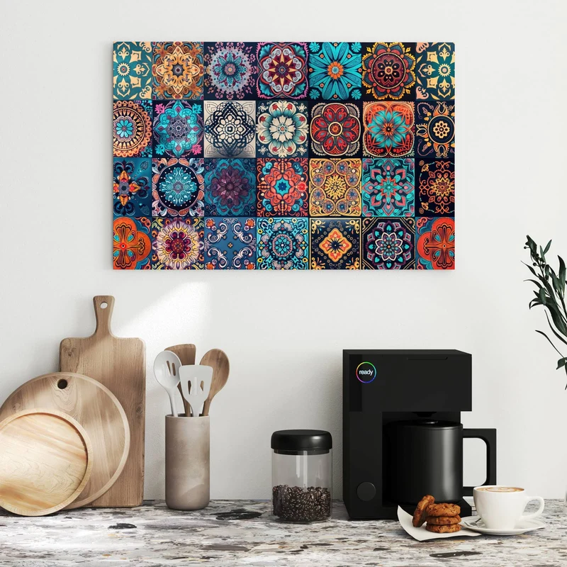 Metall Magnettafel - Kacheln mit Mandalas