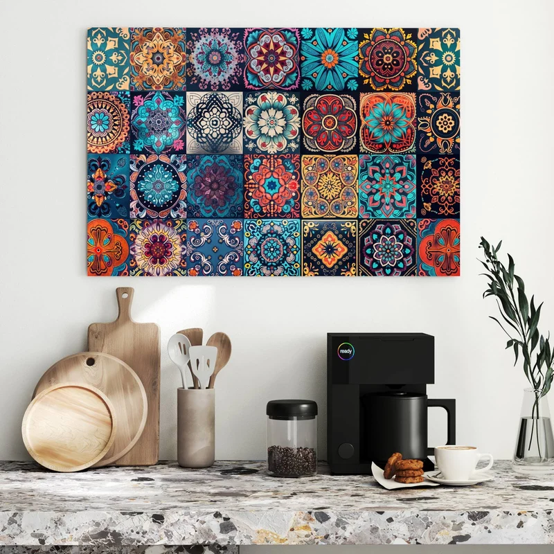 Metall Magnettafel - Kacheln mit Mandalas