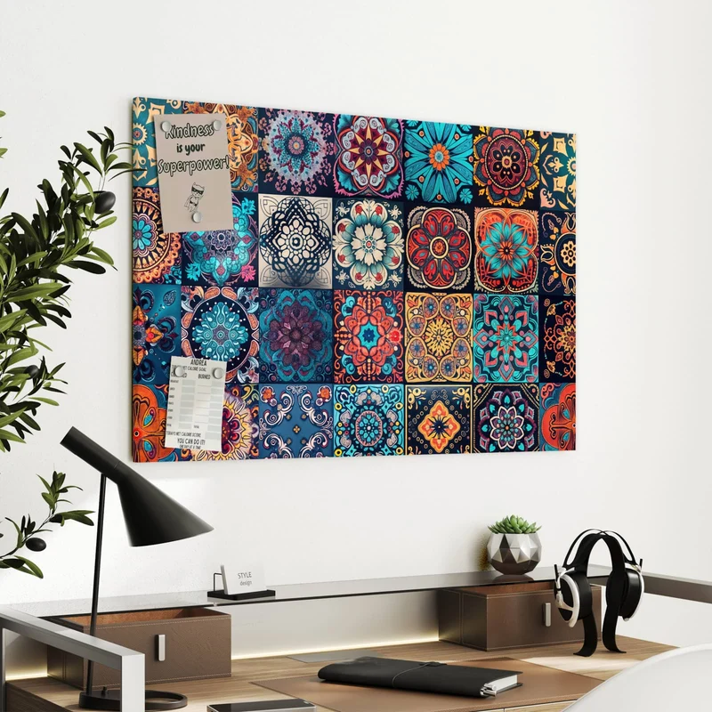 Metall Magnettafel - Kacheln mit Mandalas