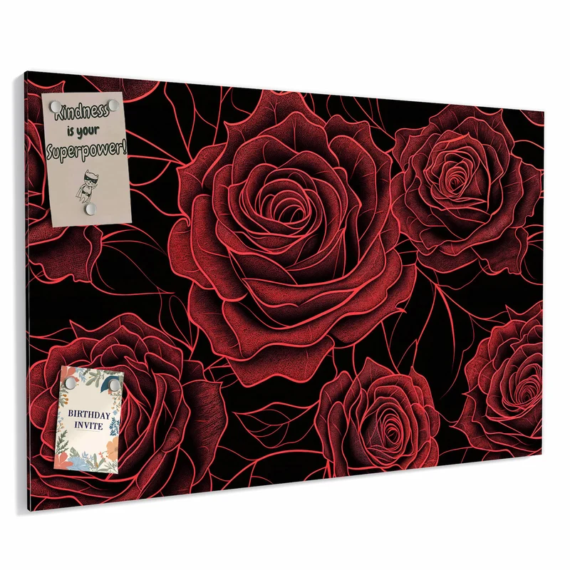 Metall Magnettafel - Rosenmuster in Rot