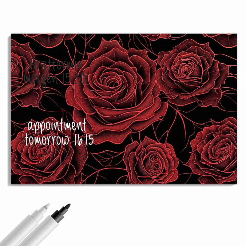 Metall Magnettafel - Rosenmuster in Rot