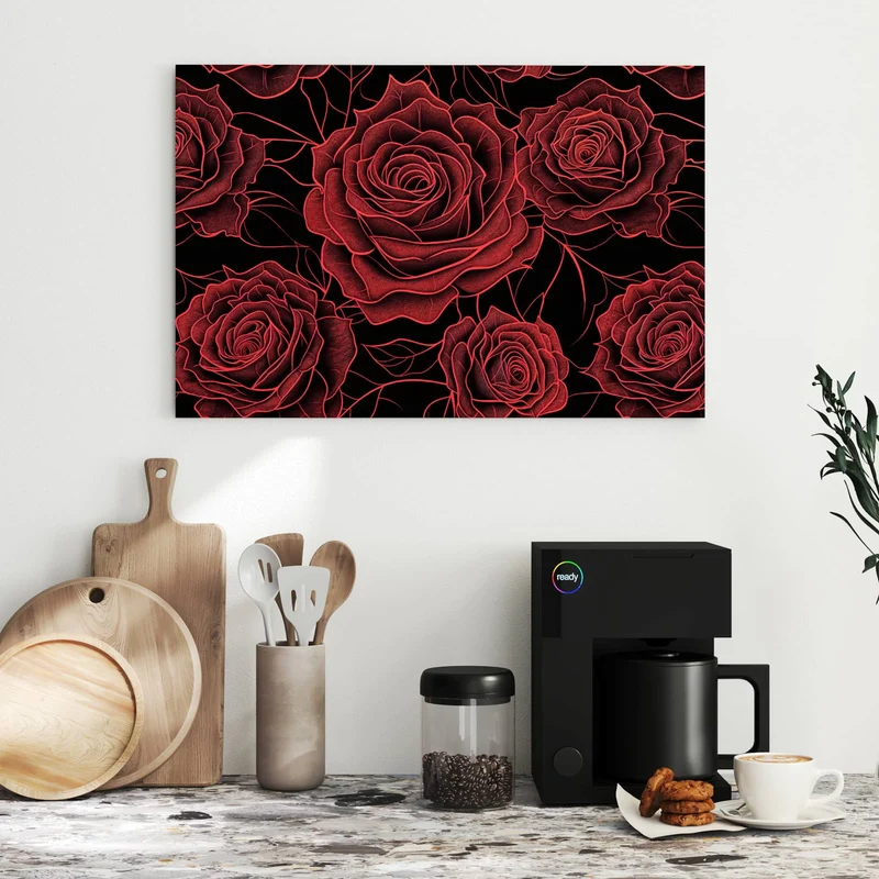 Metall Magnettafel - Rosenmuster in Rot