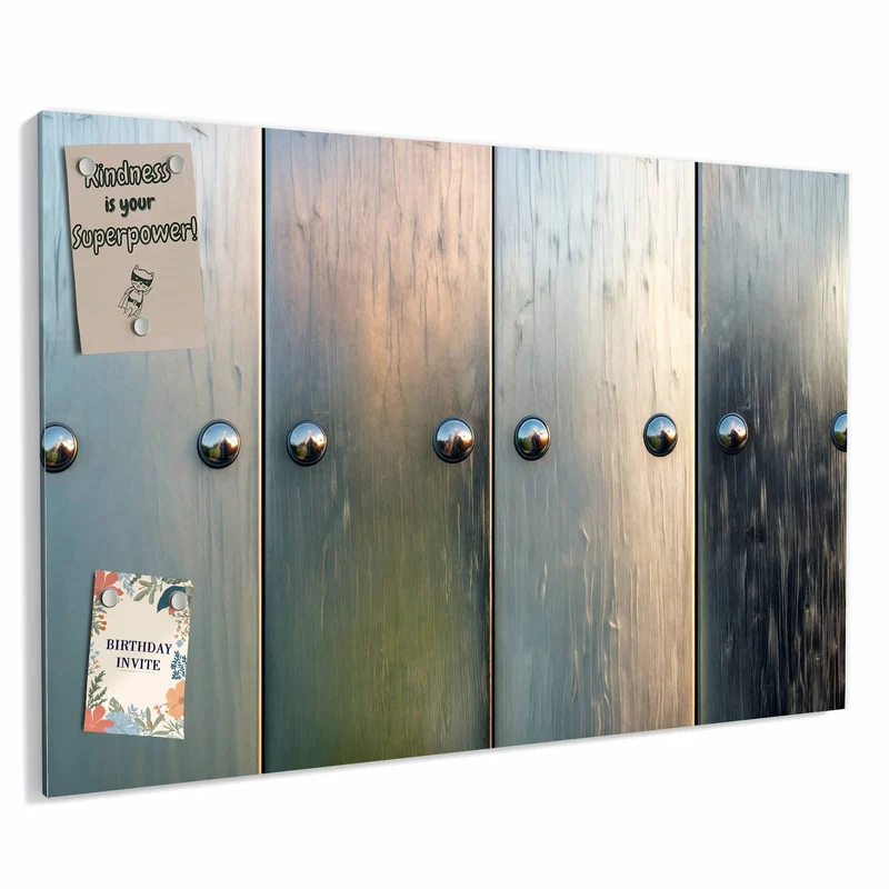 Metall Magnettafel - Metallknöpfe auf Holz