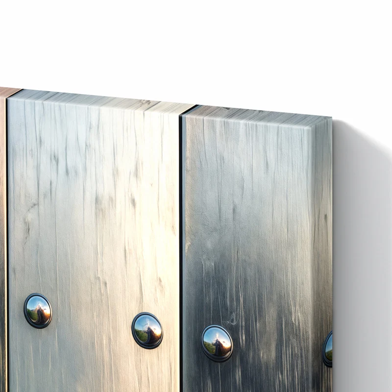 Metall Magnettafel - Metallknöpfe auf Holz