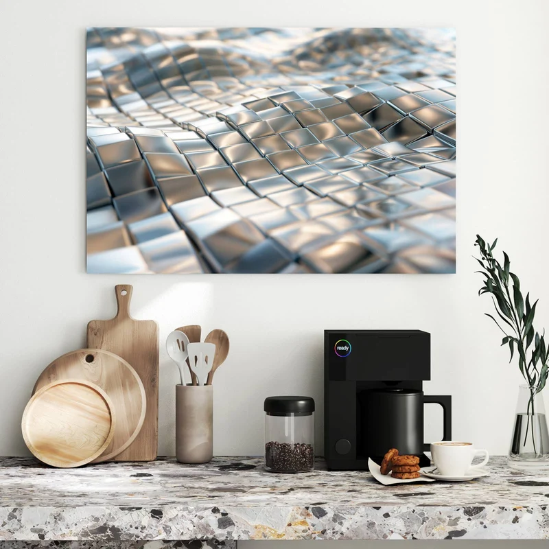 Metall Magnettafel - Welle aus Metallfliesen