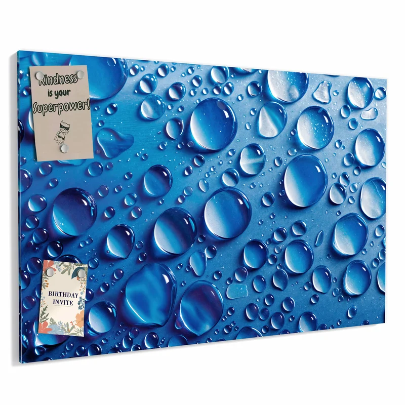 Metall Magnettafel - Tropfen auf Blau