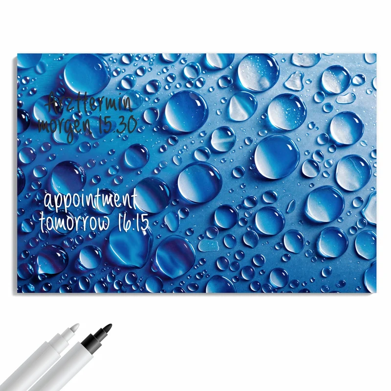 Metall Magnettafel - Tropfen auf Blau