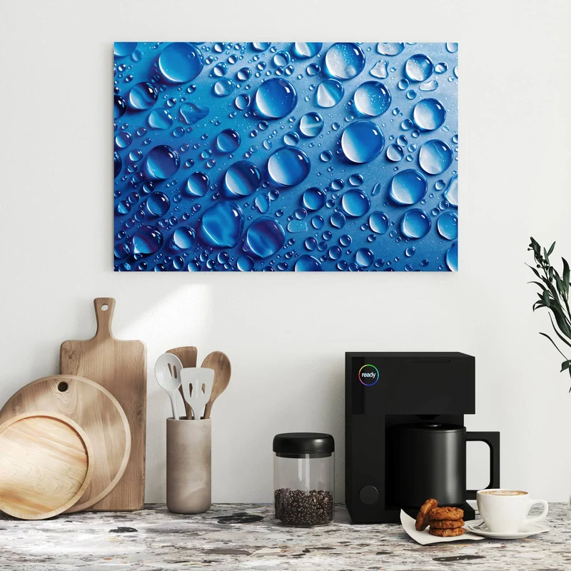 Metall Magnettafel - Tropfen auf Blau