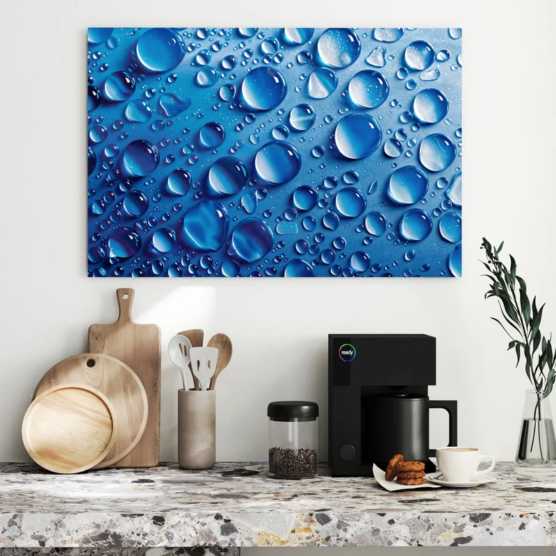 Metall Magnettafel - Tropfen auf Blau