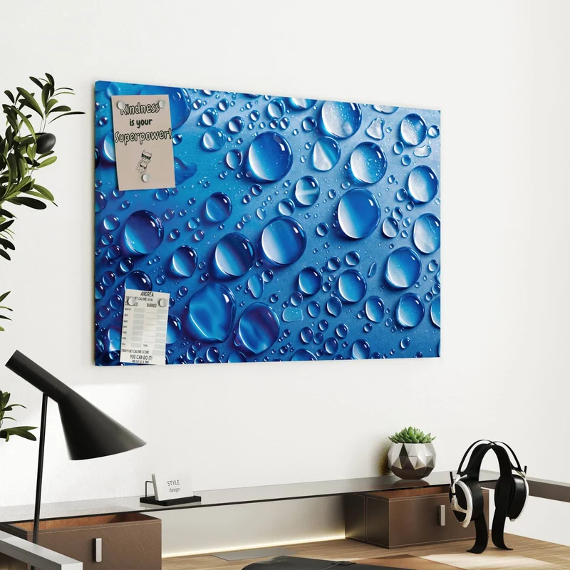 Metall Magnettafel - Tropfen auf Blau