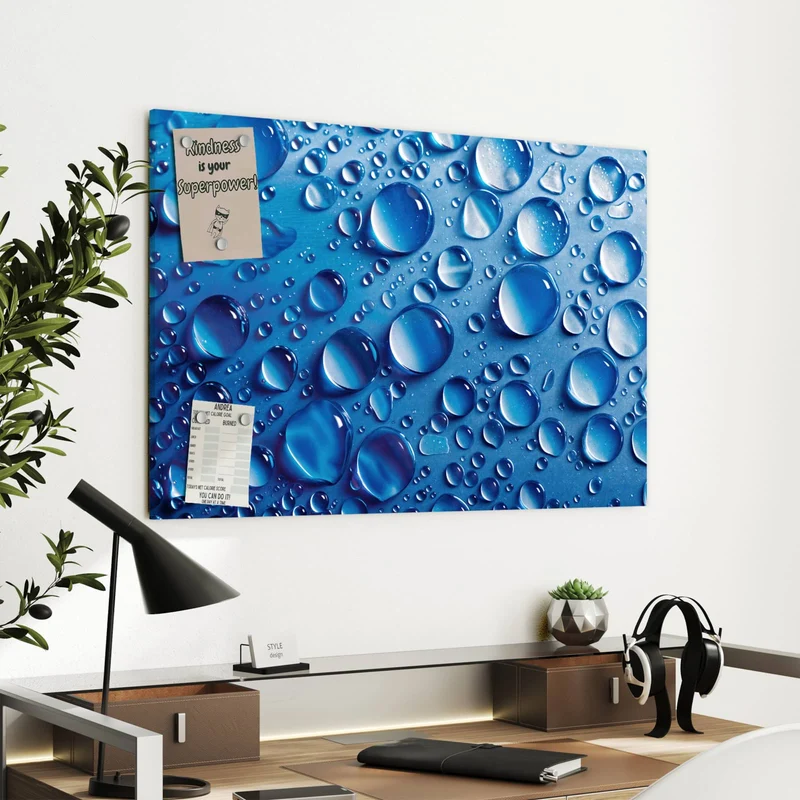 Metall Magnettafel - Tropfen auf Blau