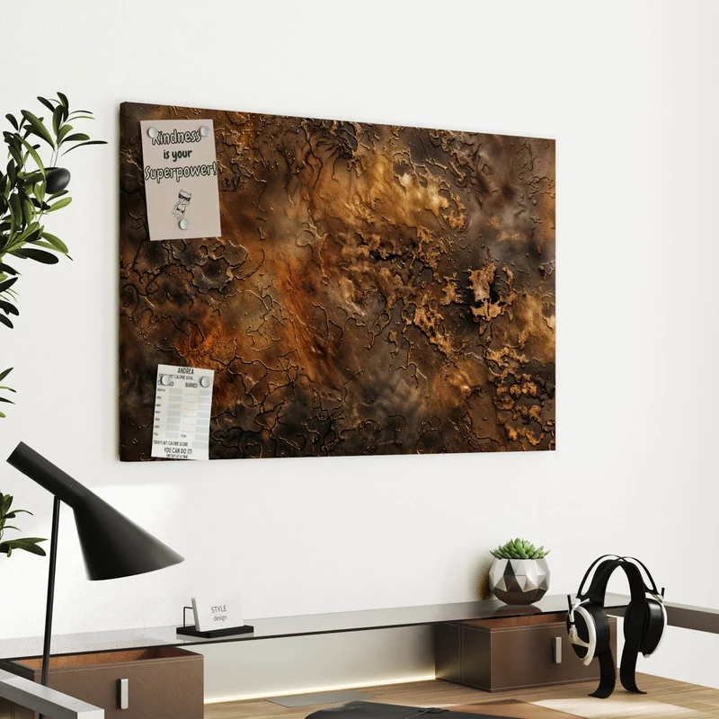 Metall Magnettafel - Dunkle Bronzepatina