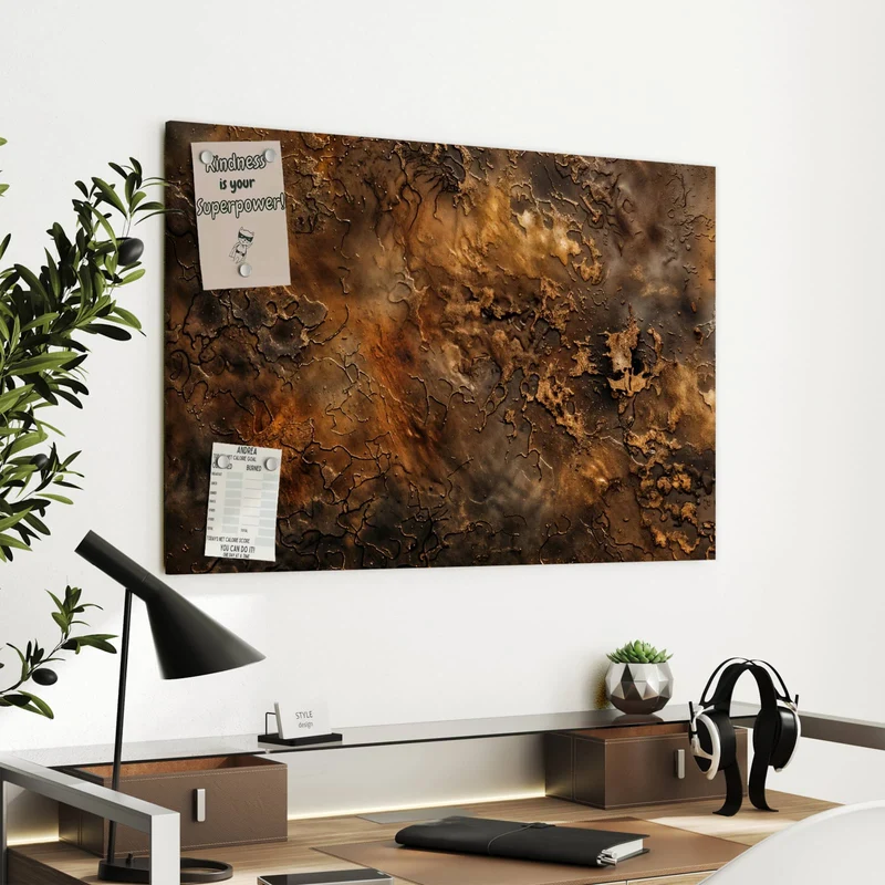 Metall Magnettafel - Dunkle Bronzepatina