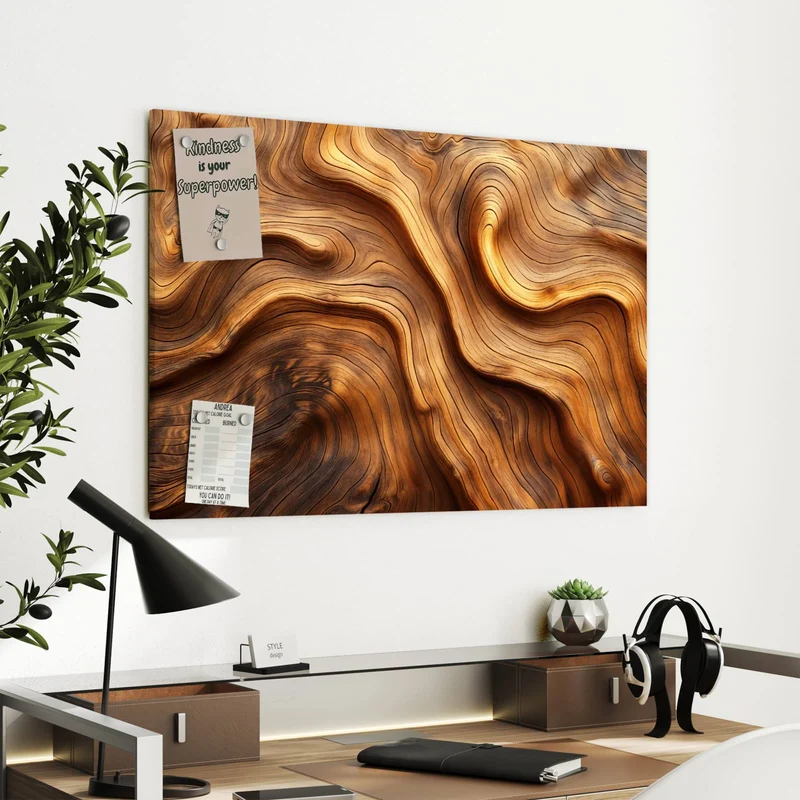 Metall Magnettafel - Wellige Holzmaserung
