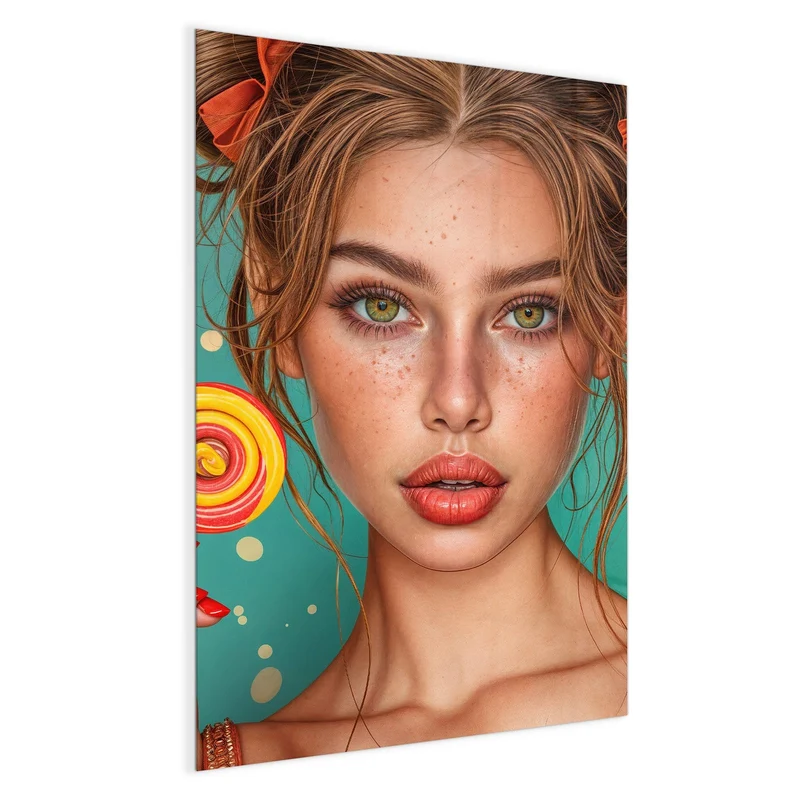 Glas Magnettafel - Frau mit Lutscher