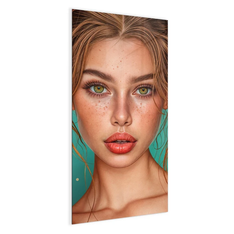 Glas Magnettafel - Frau mit Lutscher