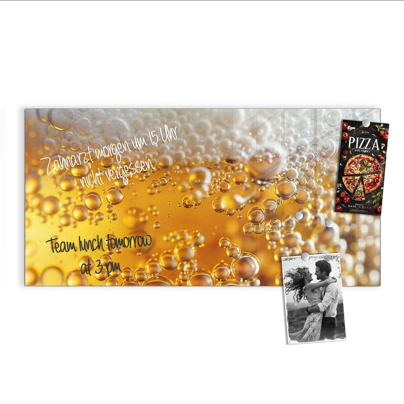 Glas Magnettafel - Goldene Bläschen