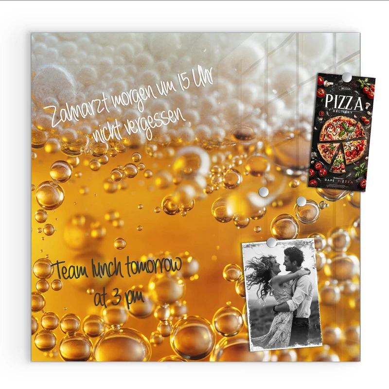 Glas Magnettafel - Goldene Bläschen