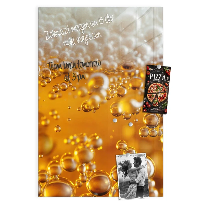 Glas Magnettafel - Goldene Bläschen