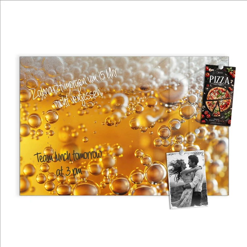 Glas Magnettafel - Goldene Bläschen