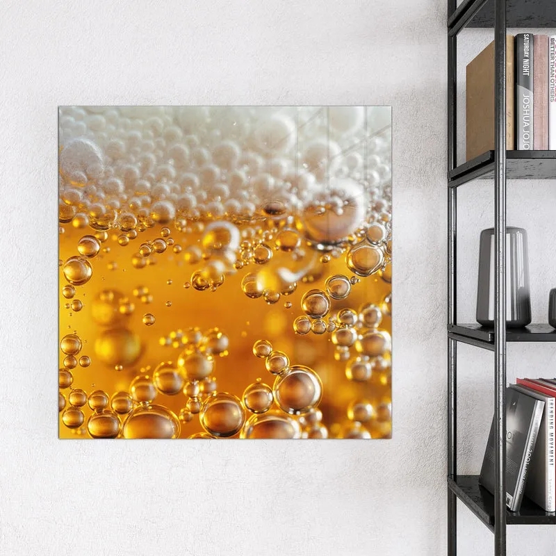 Glas Magnettafel - Goldene Bläschen