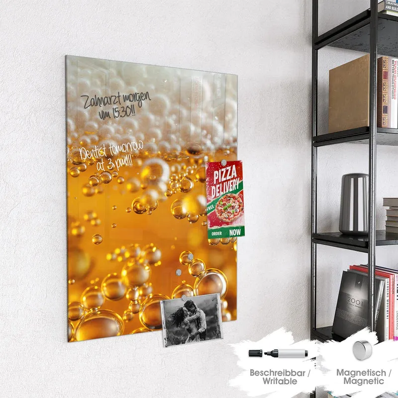 Glas Magnettafel - Goldene Bläschen