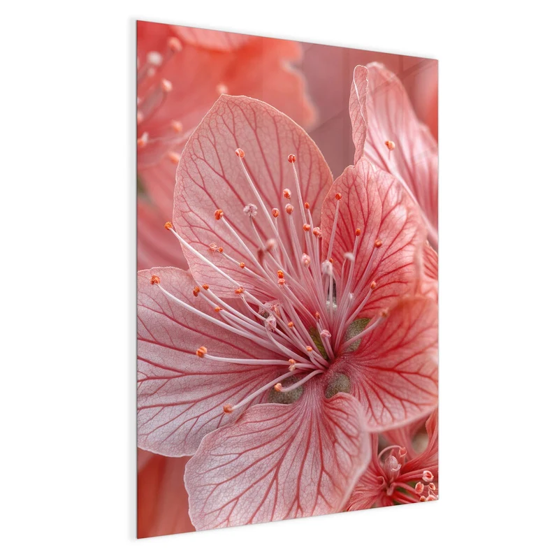 Glas Magnettafel - Korallenrote Blüten