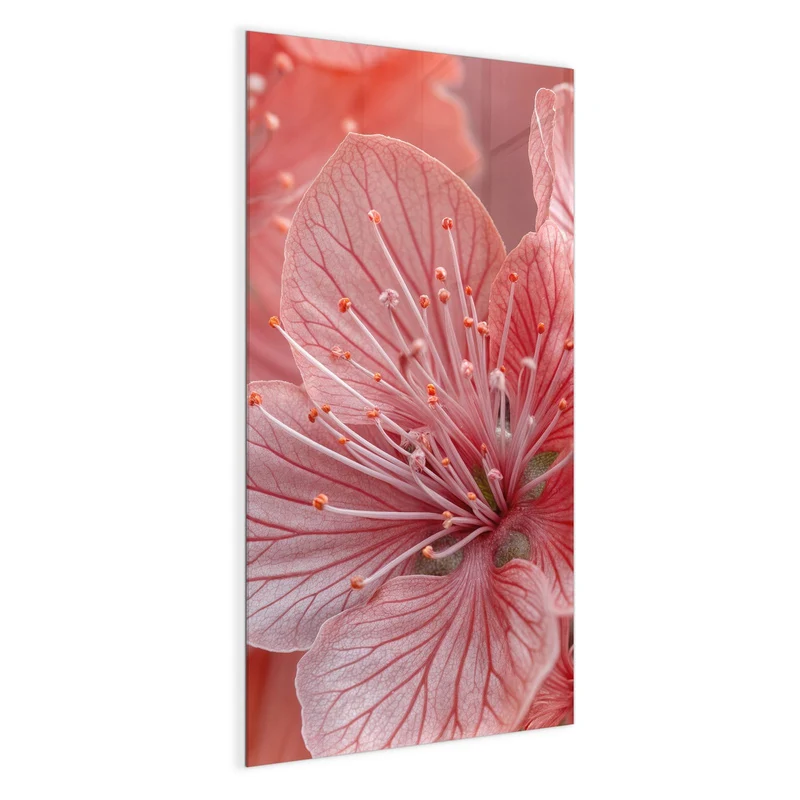 Glas Magnettafel - Korallenrote Blüten