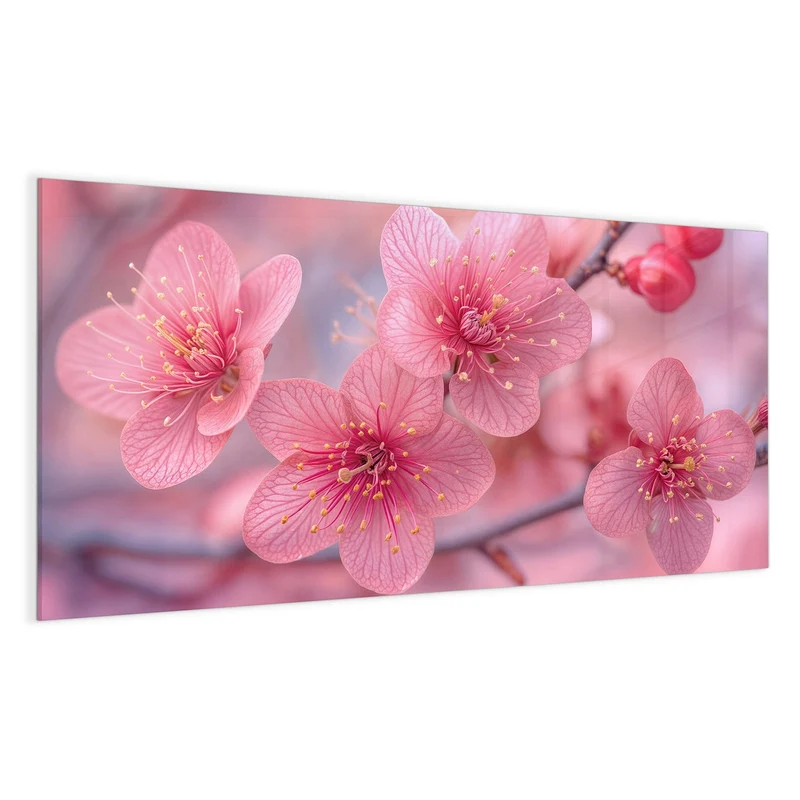 Glas Magnettafel - Drei Blüten in Pink