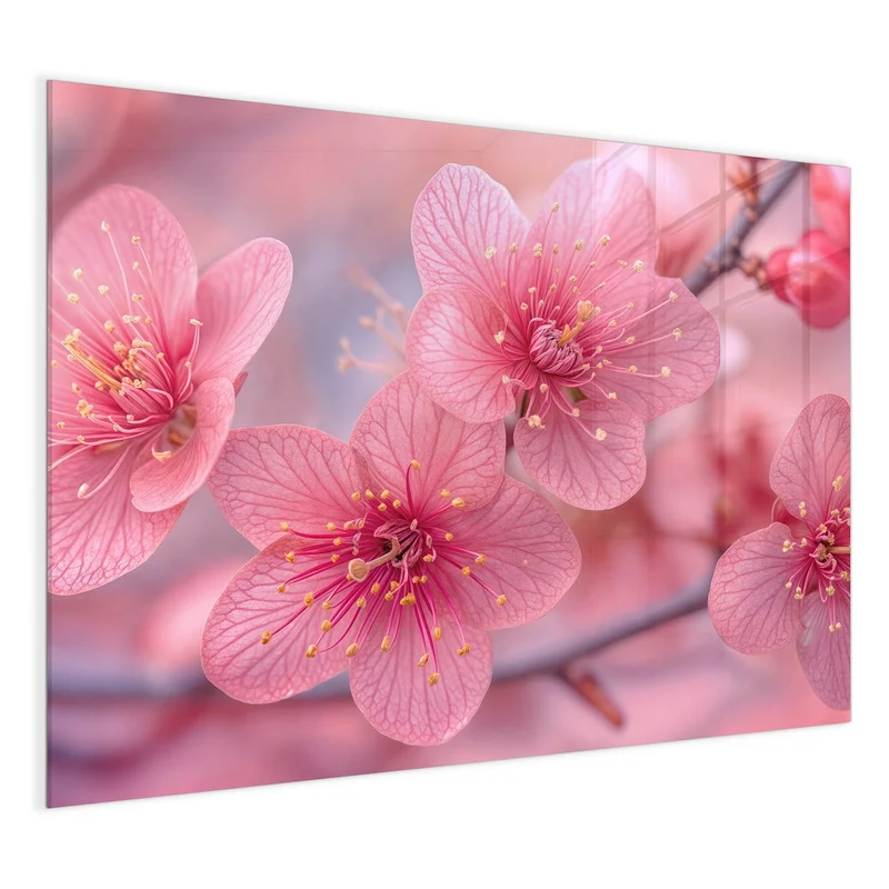 Glas Magnettafel - Drei Blüten in Pink