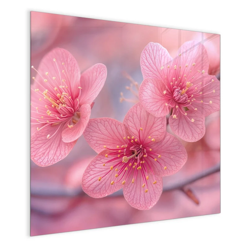 Glas Magnettafel - Drei Blüten in Pink