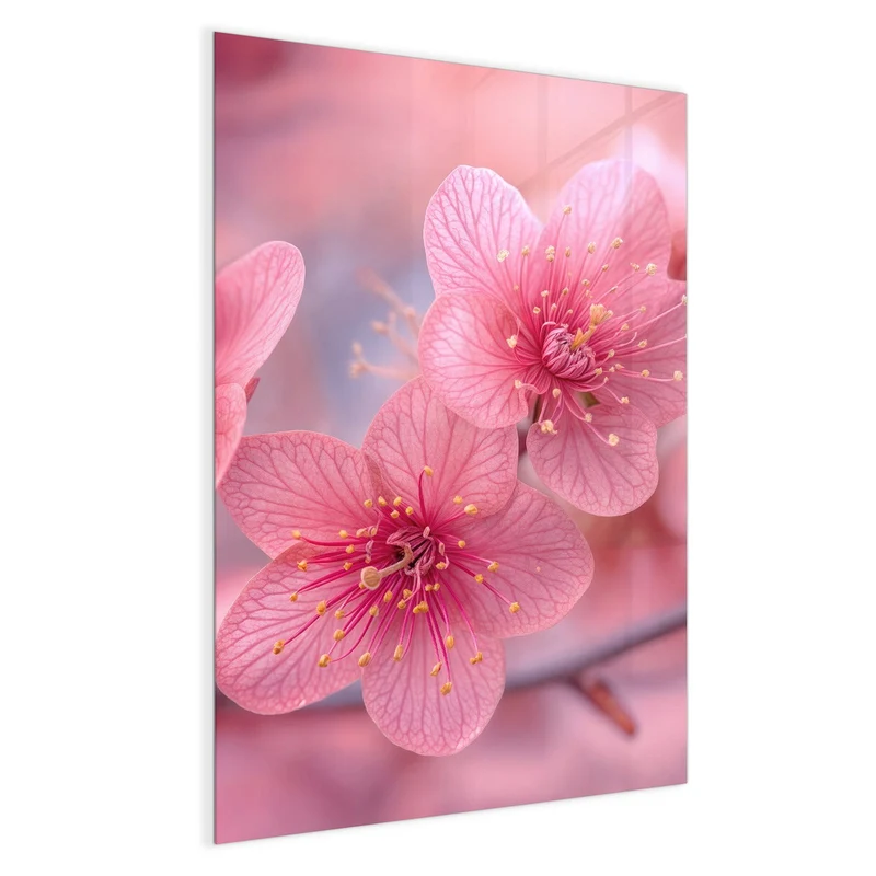 Glas Magnettafel - Drei Blüten in Pink