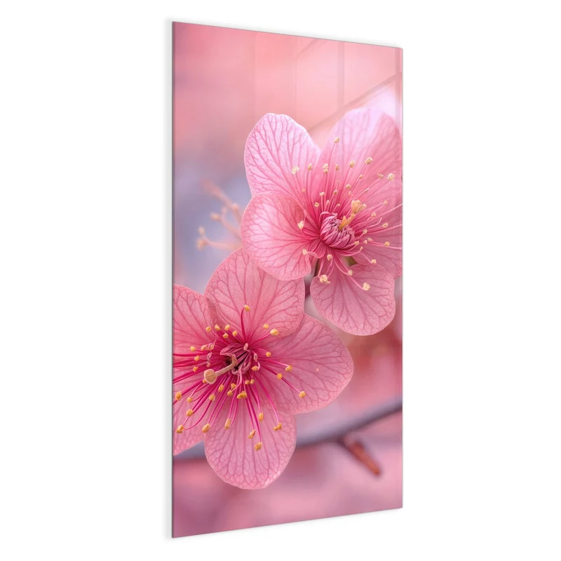 Glas Magnettafel - Drei Blüten in Pink
