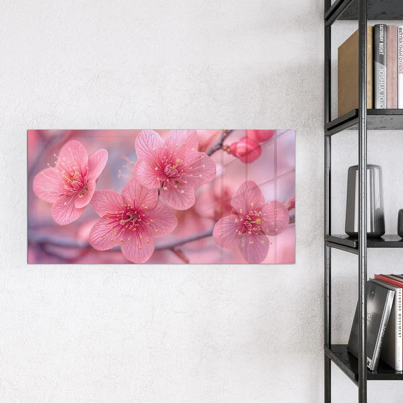 Glas Magnettafel - Drei Blüten in Pink