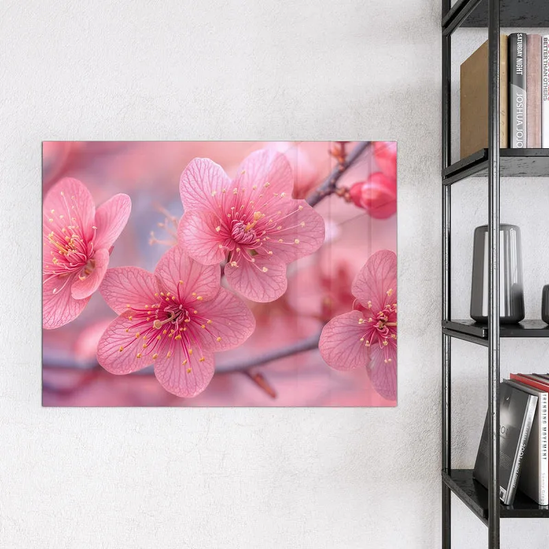 Glas Magnettafel - Drei Blüten in Pink